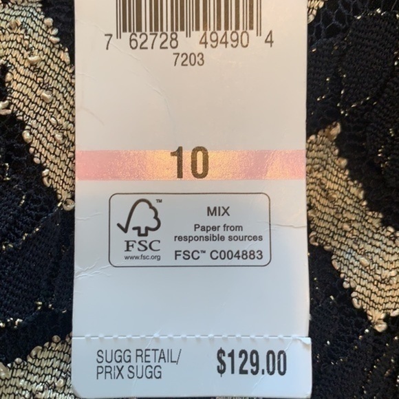 Nine West black & gold chevron cocktail dress - Picture 8 of 8